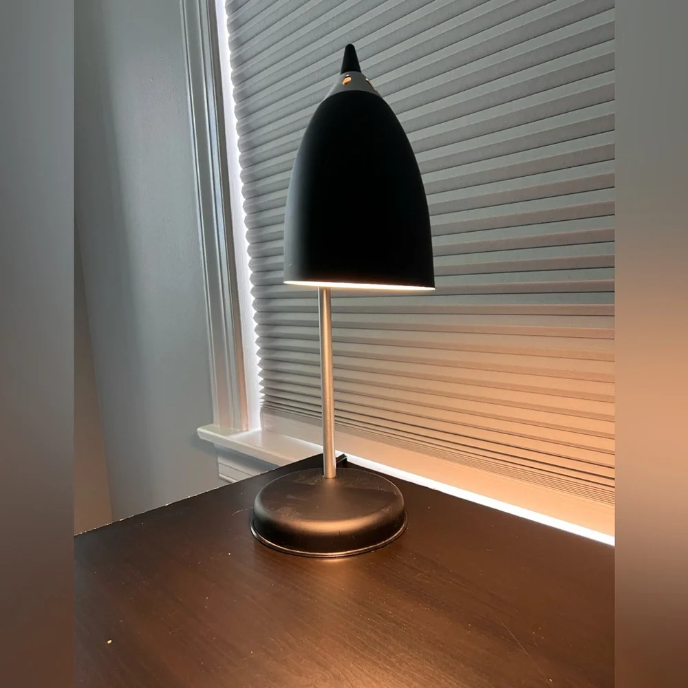 Adjustable Black Desk Lamp with Silver Gooseneck